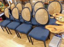 NINE CANED BACK DINING  CHAIRS