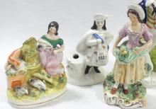 FOUR ANTIQUE STAFFORDSHIRE FIGURINES