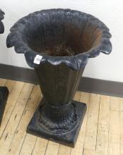 PAIR OF CAST IRON GARDEN URNS