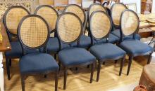 NINE CANED BACK DINING  CHAIRS