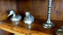 BOOKENDS, CANDLESTICKS AND ASHTRAY