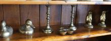 BOOKENDS, CANDLESTICKS AND ASHTRAY