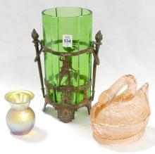 TWO VASES AND NESTING DISH