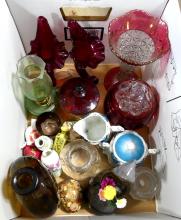 BOX LOT OF GLASS AND CHINA