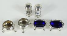 STERLING OPEN SALTS AND SHAKERS