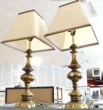 PAIR OF BRASS TABLE LAMPS
