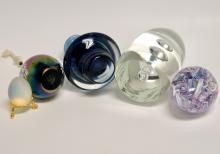 PAPERWEIGHTS AND LAMP