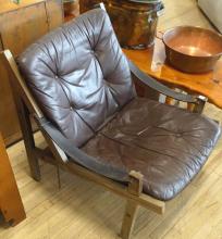 MCM LEATHER "STRAP" ARMCHAIR