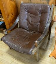 MCM LEATHER "STRAP" ARMCHAIR