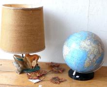 GLOBE, LAMP AND WALL HANGING