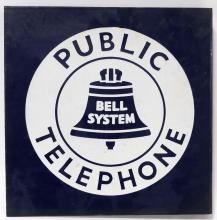 ANTIQUE PORCELAIN "BELL TELEPHONE" FLANGE SIGN