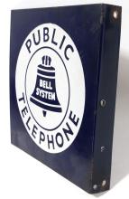 ANTIQUE PORCELAIN "BELL TELEPHONE" FLANGE SIGN