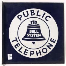 ANTIQUE PORCELAIN "BELL TELEPHONE" FLANGE SIGN