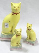 THREE "CAT" FIGURINES