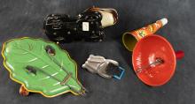 SIX VINTAGE TIN TOYS