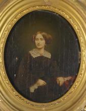 ANTIQUE AMERICAN PORTRAIT IN GILT FRAME