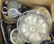 BOX LOT OF SILVER PLATE