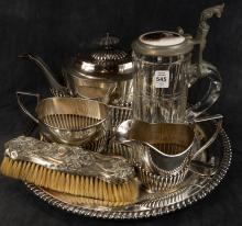 PLATO SILVERPLATE TEA SET, ETC.