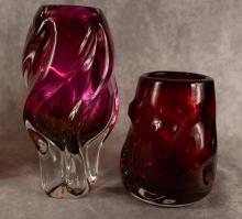 FOUR MCM ART GLASS VASES