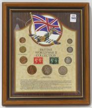 FRAMED BRITISH COINS AND STAMPS