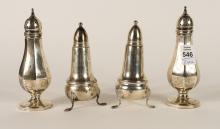 TWO PAIRS OF STERLING SHAKERS