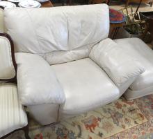 LEATHER ARMCHAIR AND OTTOMAN