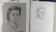 ARTIST'S FOLIO OF PORTRAIT DRAWINGS