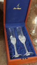 FIVE FRENCH CRYSTAL CHAMPAGNE FLUTES