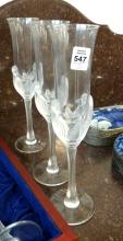 FIVE FRENCH CRYSTAL CHAMPAGNE FLUTES