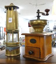 MINER'S LANTERN AND COFFEE GRINDER