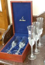 FIVE FRENCH CRYSTAL CHAMPAGNE FLUTES