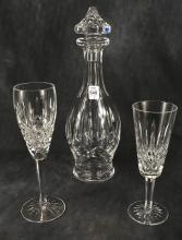 WATERFORD "LISMORE" DECANTER AND CHAMPAGNE FLUTES