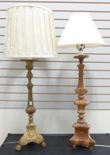 TWO ANTIQUE "CANDLESTICK" TABLE LAMPS