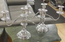 PAIR OF SILVER PLATE CANDELABRA