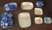 CHINESE SILVER AND PORCELAIN TRINKET BOXES