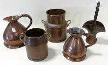 FIVE PIECES OF ANTIQUE COPPER