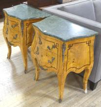 PAIR OF MARBLE TOP LAMP COMMODES