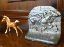 BOOKENDS, FIGURINE AND COPPER MOULD