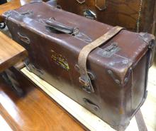 TWO VINTAGE LEATHER SUITCASES