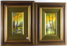 TWO LANDSCAPE OILS & TWO FRANCOIS PARIS PORTRAITS