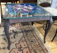 ARTISAN GLASS TOP SIDE TABLE