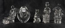 FOUR SCANDINAVIAN PAPERWEIGHTS AND VASE