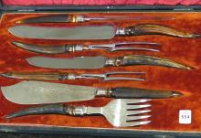 CASED STAG-HANDLE CARVING SETS