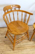 TWO PRIMITIVE PINE ARMCHAIRS