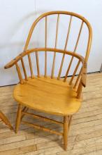 TWO PRIMITIVE PINE ARMCHAIRS