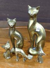 FIVE BRASS "CAT" FIGURINES