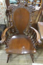 VICTORIAN CARVED BACK ROCKING CHAIR