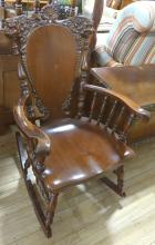 VICTORIAN CARVED BACK ROCKING CHAIR