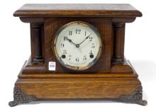 PEQUEGNAT OAK MANTEL CLOCK