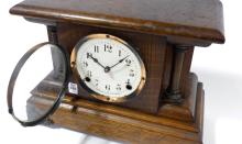 PEQUEGNAT OAK MANTEL CLOCK